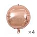 Glanzzeit 4D Balloons All Round Foil Balloons Bride Baby Shower Wedding Birthday Party Prom Helium Balloons Decoration, Pack of 4 (Rose Gold)
