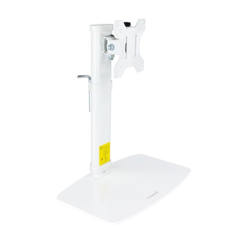 VoltShine Support de Table pour écran/TV pivotant et incliné, Compatible avec écrans de 17-27", Couleur Blanc, idéal pour optimiser l'espace et l'ergonomie.