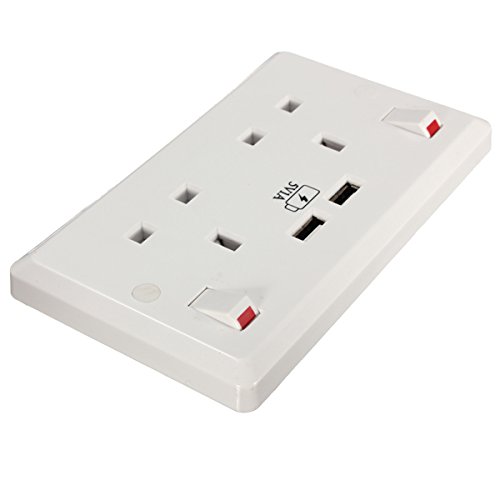 Double Socket USB 13A Electric Wall Plug Sockets With 2 USB Outlets