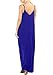CALIPESSA Womens Summer Deep V Neck Sexy Flowy Beach Dress With Pockets Blue XL