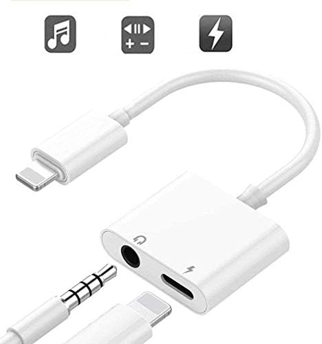 Headphone Adaptor Charger for iPhon 8/8 Plus 7/7 Plus/X/10 Earphone Adapter Headphone Aux Audio & Charge Adaptor,Earbuds Connector Cable Suppor iOS 11 System [White]