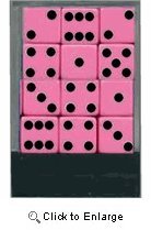 1 Dozen Pink Dice with Black Dots