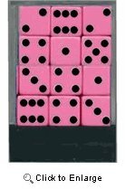 1 Dozen Pink Dice with Black Dots