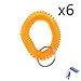 Bluecell Pack of 6 Plastic Wrist Coil Wrist band Key Ring chain for Outdoor Sport (Orange)