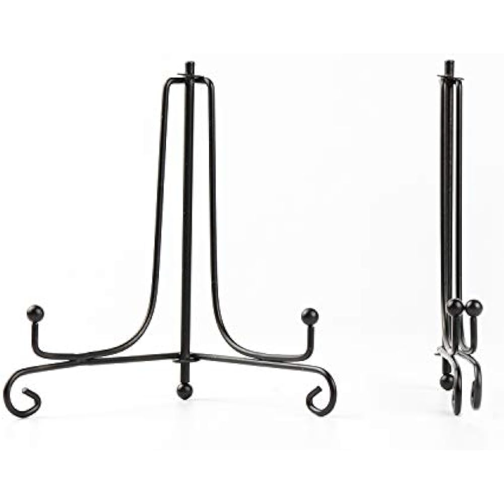 4 Display Stands Pack Iron Black Easel Plate Photo Holder Displays