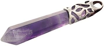 Qimoshi Natural Amethyst Gemstone Crystal Healing Hexagonal Point Pendant Bead for Making Chakra Jewelry Necklace
