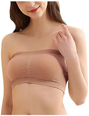 diwollsam Women's Padded Strapless Bra, Summer Wire-Free Lace Fashion Bandeau Tube Top Sport Everyday Bra,1/2/3 Pack