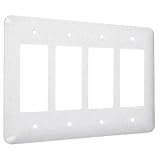 Hubbell WRTW-RRRR Maxi/Princess Metallic Wallplate with Four Decorator/Rocker, Four Gang, White Textured