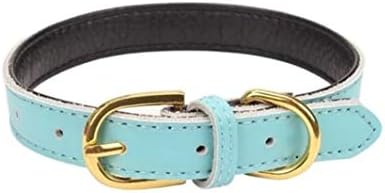 Mon Chien Boutique Bleu Soft Adjustable Leather Dog Collar (Extra Small (Measurements of 20-26cm Neck), Blue) Adjustable Strap with 5 Holes Dependent on Dogs Neck Circumference