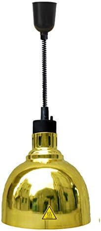 290mm Retractable Food Heat Lamp With 250 watt infrared Bulbs Electric Colourful Food Warmer Light for Buffet Restaurant Kitchen Use (Gold)