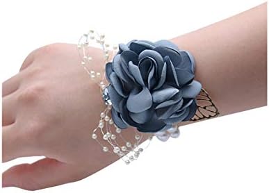Zedo Wrist Corsage Bride Bridesmaid Sister Group Pearl Crystal Hand Flower Brooch Wedding Prom Supplies Size 9 * 7cm (Dark Green)