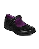 School Rider AI90 Leatherette Butterfly Mary Jane Velcro Strap School Uniform Shoes (Toddler/ Little Girl/ Big Girl) - Black