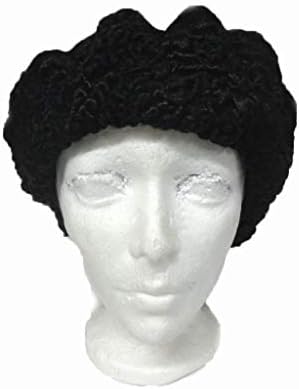 Oliverfurs Women's Black Persian Lamb Astrakhan Fur Beret Hat