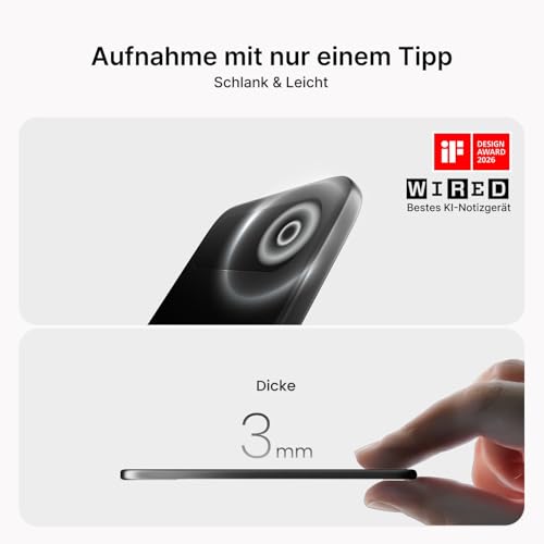 Comulytic Note Pro AI Digital Voice Recorder with Unlimited Transcription & Summary, Recorder with Write Function, 113 Languages, Voice Recorder for Meetings, Lectures, Black