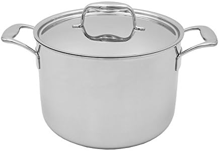 Tuxton Home Duratux Stainless Steel Tri-Ply Stockpot with Lid, 8-Quart, Silver