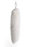 Hallowen Decorations Cosplay Real Fluffy White Fox Fur Tail Key Chain Bag Charm Accessories 17