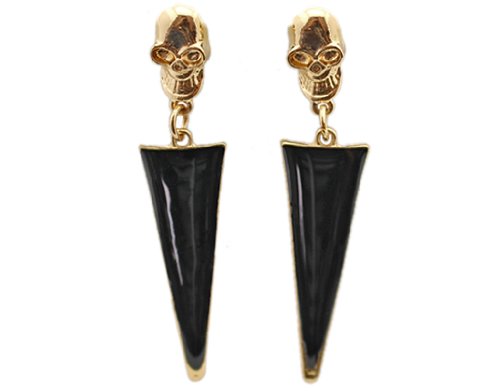 BONAMART® TM Black Fashion One Pair Vintage Style Retro Skull Goth Punk Clip Stud Earrings