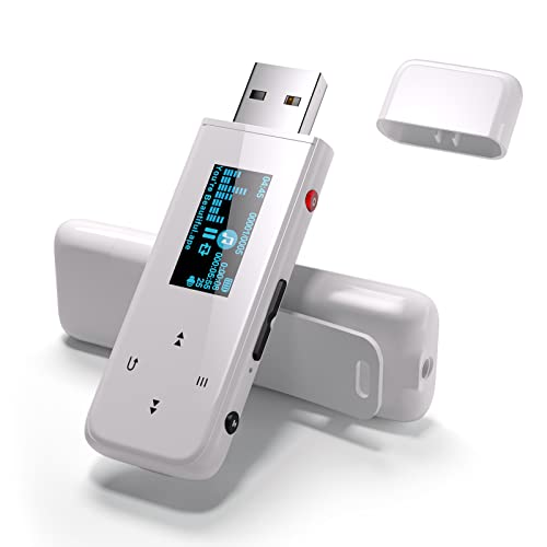 Photo 1 of PECSU MP3 Player with Bluetooth,USB Portable Mini Music Player with FM Radio, E-Book, for Kids Sports Running with One-Key Recording 32GB (White)