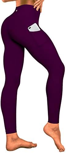 Quick Drying Leggings, Women High Waist Yoga Pants with Pocket Gym Pilates Slim Fit Stretch Sports Tights for Workout Running Barre,Purple,XS
