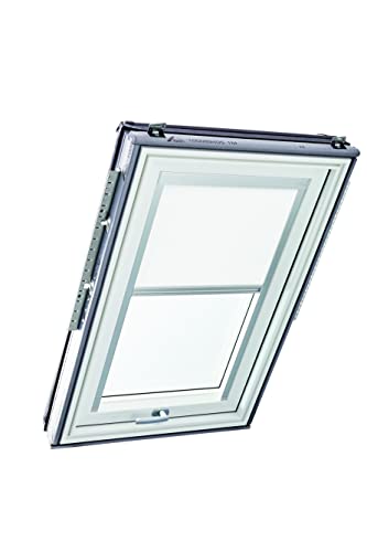 Original Roto Rollo Exclusiv ZRE für Roto Dachfenster - Führungsschiene Silber - Manuelle Bedienung - Tageslichtrollo Baureihe Designo R6/R8, i8 und Classic 64/84 - Größe 054/118 | 05/11 - Farbe Weiß