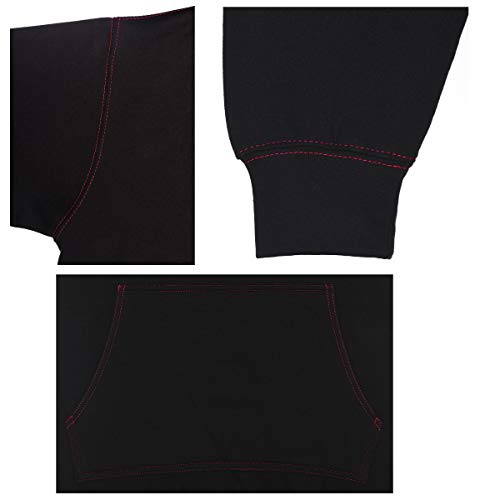 Men's Chevy Corvette C7 Pullover Hoodie Red Hood Lining & Body Stitching (2X, Black - Red) - Thumbnail 4