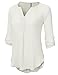 H2H Womens Casual Chiffon Blouse Short Rolled Up Sleeve Top Shirts With Chest Two Pocket