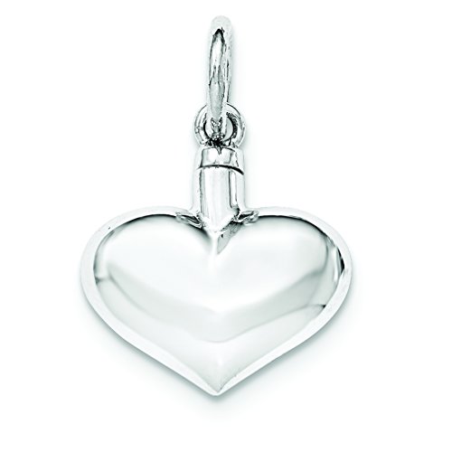 Sterling Silver Polished Puffy Heart Ash Holder Pendant