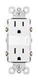 Legrand - Pass & Seymour NTL885TRWCC6 LED Night Light with One-Touch Adjustable Light Levels and Two 15 Amp Tamper Resistant Electrical Outlet, White