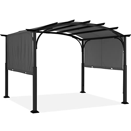 ABCCANOPY Arched Pergola 10'x12' with Retractable Sun Shade, Dary Gray image 25