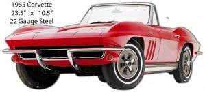 1965 Red Corvette Laser Cut Out Of Metal Reproduction 10.5x23.5