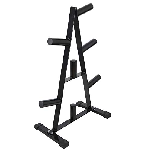 ZENY Barbell Plates Rack Steel A Frame Olympic Plate Tree Stand Weight