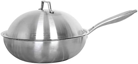 Fry pan 304 Stainless Steel Wok Honeycomb Non-Stick Pot Steel Pot Steel Cover Five-Layer Steel Less Oil Smoke (32cm)