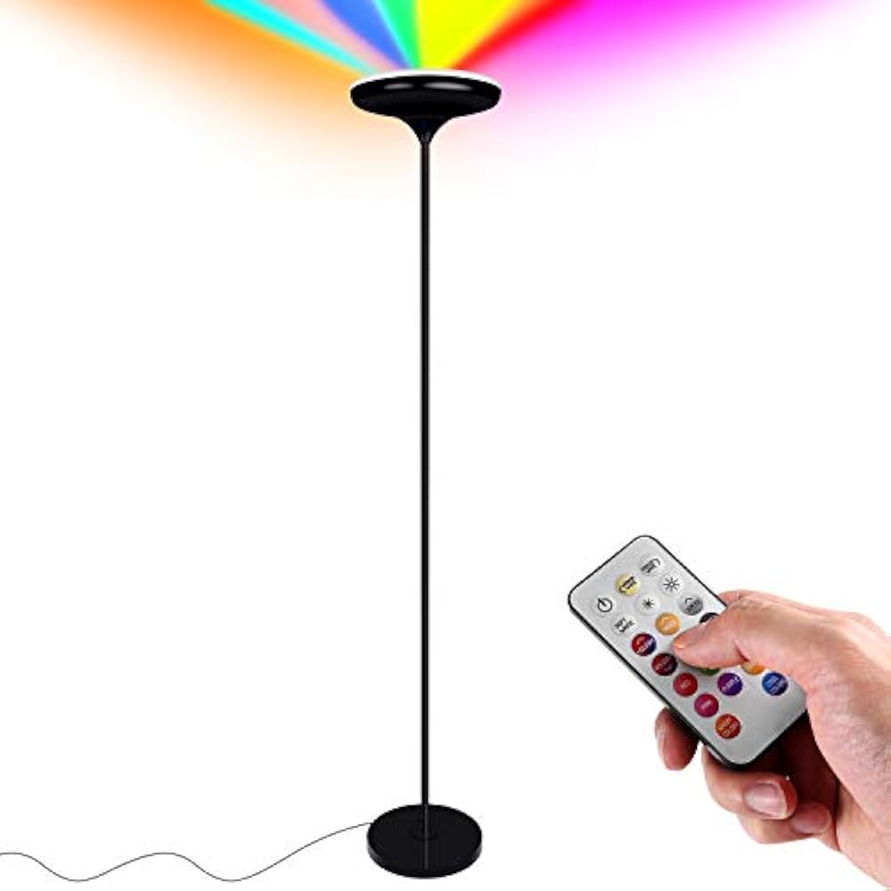 FaithSail Color Changing LED Torchiere Floor Lamp, Remote Control 24W
