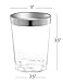 Silver Plastic Cups 10 Oz. Pack Of (50) Clear Disposable Plastic Cups - Silver Rim Cups - Fancy Hard Plastic Cups - Party Accessories - Wedding - Elegant Clear Cups- Tumblers