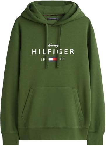 Sweat à Capuche MW0MW41427 pour Homme « Love BIG Hilfiger », Vert, S, Vert (pin de Montagne), S