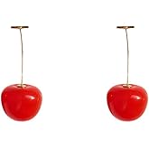 3D Red Cherry Drop Earrings Cute Fruit Gold Dangle Earrings Women