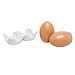 MyGift Ceramic Salt and Pepper Shaker Set, Mini Brown Egg Shaped Shakers with Carton Design Holding Stand, 3 Piece