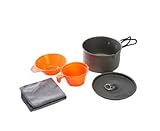 ALOCS CW-S03 1-2 People Aluminum Portable Ultralight Outdoor Non-Stick Camping Hiking Backpacking Picnic Cooking Cookware Cup Bowl Pot Dishcloth Set