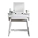 Vlush Vanity Makeup Table with Flip Top Mirror Solid Rubber Wood Dressing Table Writing Desk, 6 Organizers Makeup Accessories & 1 Drawer, White