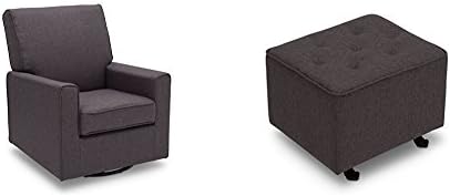 Delta Furniture Eva Upholstered Glider with Tufted Gliding Ottoman, Charcoal