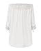 ZANZEA Womens Off Shoulder Summer Blouse Tunic Tops 3/4 Long Sleeve Tie Knot Ladies T-Shirts 01-White Medium