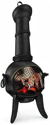 Jago Outdoor Chiminea 108cm Cast Iron Patio Heater with Hinged Mesh Door view 10