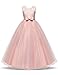 TTYAOVO Girls Pageant Ball Gowns Kids Chiffon Embroidered Wedding Party Dress Size 8-9 Years Pink