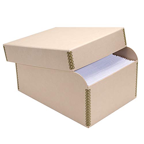 Lineco Natural Tan Photo File with 12 Acid-Free Envelopes, Holds Up to 1000 3.5″ x 5″, or 4″ x 6″ Photos for Protecting and Organzing Photos, Documents. Metal Edges, Acid and Lignin-Free.