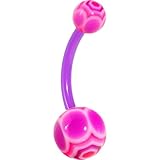 Body Candy Bioplast Purple Pink Maracas Acrylic Ball Belly Ring