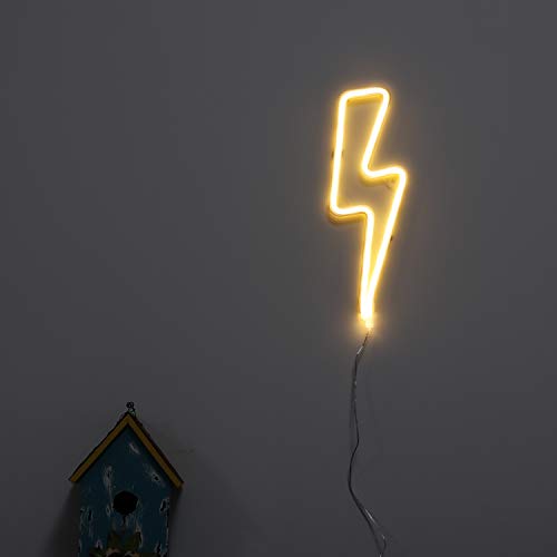 Neon Signs 2 Packs Blue Cloud+Warm White Lightning Bolt Battery and USB Powered Wall Art LED Decorative Night Lights for Bedroom Kids' Gifts(CLDB+LNB)