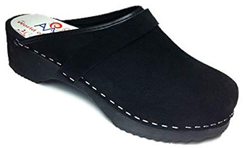 black suede clogs