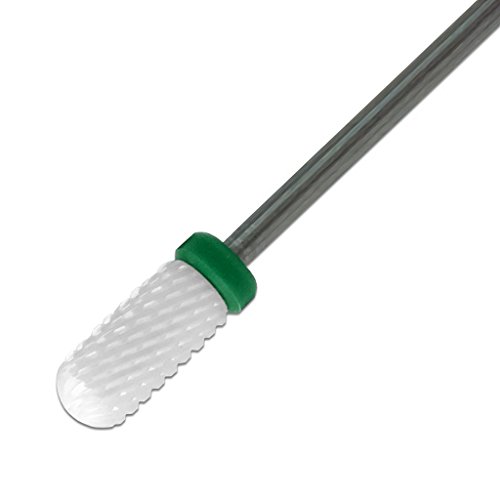 Beauticom Professional USA Ceramic White ROUND Top Small Barrel Bit Nail Drill (Grit: COARSE) 3/32" Shank Size