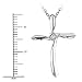 Sterling Silver Solitaire Princess Cut Diamond Cross Pendant Necklace ( 0.04 Carat )