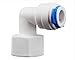 Meiduoduo Mini White POM Quick Water Tube Fittings 1/2inch NPT Female to 3/8inch OD 90 Degree Elbow Push Fit Connector for RO Water System Quick Connect Fittings, Pack of 5